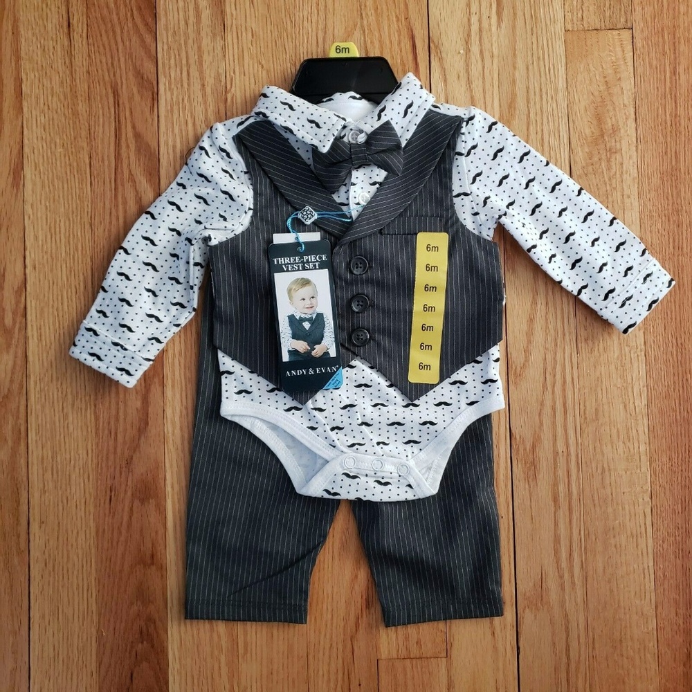 Andy & Evan Infant Boy's Bow Tie Grey Suit Set